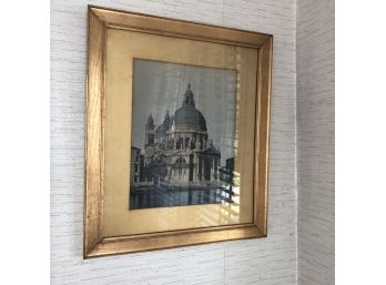 Vintage Framed Photographic  Print Of Basilique Santa Maria Della Salute In Venice