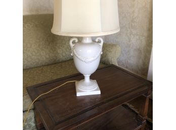 Vintage Ceramic Urn Lamp With Cloth Cord