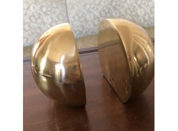 Round Brass Tone Book Ends