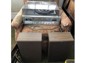 Vintage Sears Compact Stereo AM-FM Radio, Phonograph And Cassette Tape