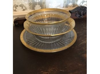 Gold Rim Glass Serving Dish Set
