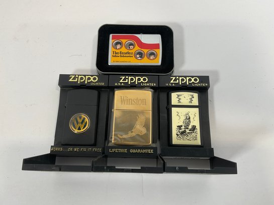 (4) Zippo Lighters - VW, Beatles, Winston & Scrimshaw - Misc -
