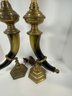Vintage Pair Of Chapman Faux Horn & Brass  Lamp - (DM)