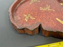 Small Japanese (Walnut) Carved Tray W/ Accents - (DM)