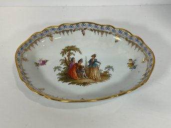 Victorian Scene Painted Porcelain Bowl - (DM)