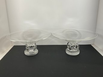 (pr) Steuben Footed Crystal Glass Bowls - (DM)