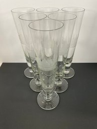 Schooner Etched Glass Pilsner Glasses - (DM)