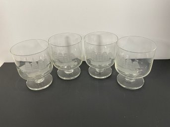 Schooner Etched Cocktail Glasses - (DM)