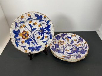 (3) Royal Vienna - (Beehive) Blue Painted Porcelain Plates - (DM)