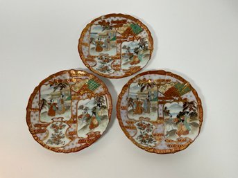 (3) Early 20th Century Japanese Painted Porcelain Small Plates