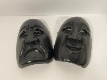 Carved Wood Happy /Sad Masks