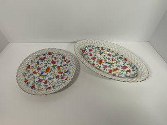 (2) German Lattice Porcelain