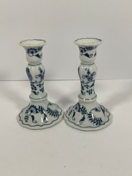 Blue Danube Japan - Porcelain Candleholders