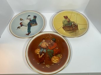 (3) Lg Norman Rockwell Plates