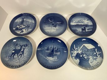 (6) Vintage Royal Copenhagen Collector Blue Plates # 1