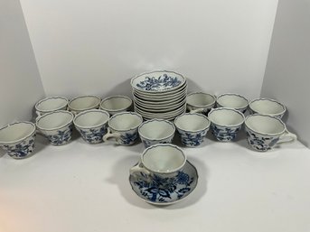 (15) Blue Danube Porcelain Cups & Saucers
