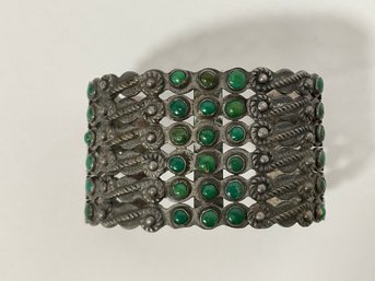 Vintage Coin Silver Turquoise Cuff Bracelet