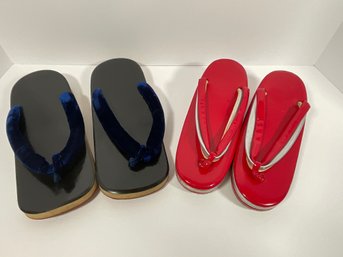 (2) Japanese Okobo Kimono Sandals