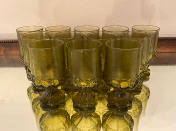 (12) Mid Century Franciscan Madeira Green Glasses