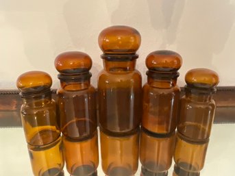 MCM - Belgian Amber Glass Bubble Lid Jars