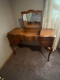 Vintage Wood Vanity / Make Up Table