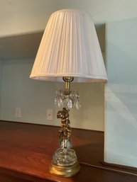 Vintage Cherub / Glass Table Lamp