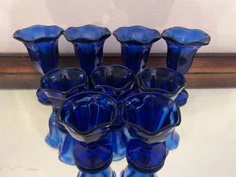 Collection Of Cobalt Blue Tulip Shape Glasses
