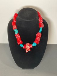 Red Coral & Turquoise Necklace