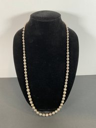 Long Beaded Sterling Necklace - 32'