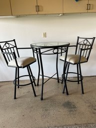 Outdoor Tall Table & Chairs - Metal & Glass