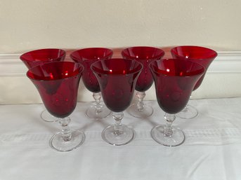 (7) Ruby Red Water Goblets