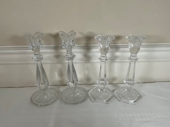 (2 Pr.) Glass Candle Sticks