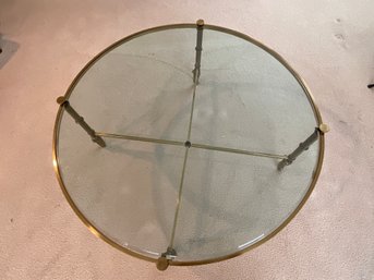 Mid Century Round Glass & Brass Table
