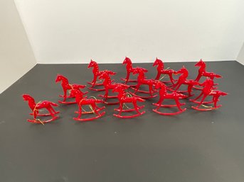 Red Glass Horse Xmas Ornaments