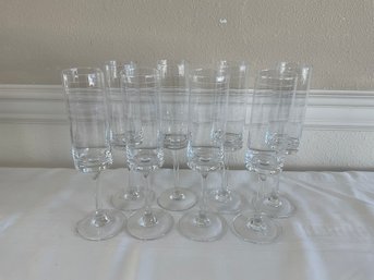 (8) Etched Champagne Glasses
