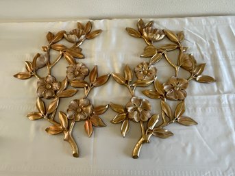 (2) Mid Century Syroco Dogwood Floral Wall Hanging