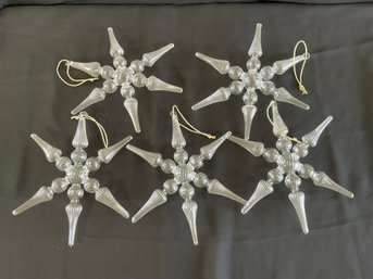 (5) Glass Star Xmas Ornaments