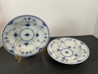 (2) Royal Copenhagen Blue & White Porcelain Bowls