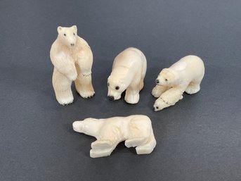 (4) Inuit Carved Polar Bears