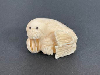 Inuit Carved Walrus - Signed Dianne Russell