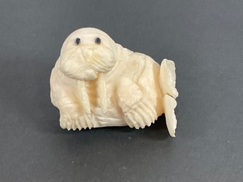 Inuit Carved Walrus - Signed JC