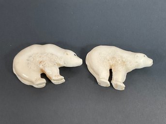 (2) Inuit Carved Bears - Signed DC