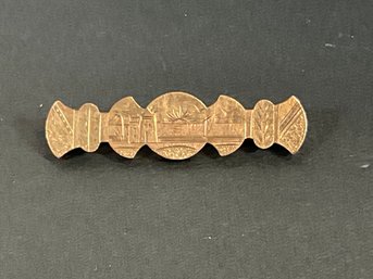 Edwardian 10K Engraved Bar Pin