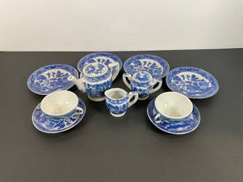 Japanese Blue & White Transoware Porcelain - Kids Tea Set