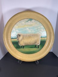Painted Sheep Round Tray