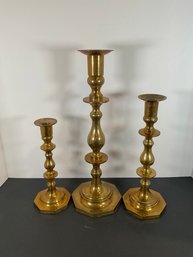 (3) Brass Candle Holders