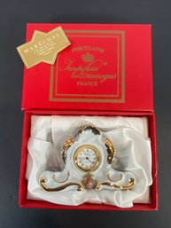 Limoges France Mini Porcelain Clock -