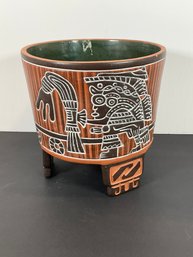 Tripod Ceramic Planter - Tribal Design