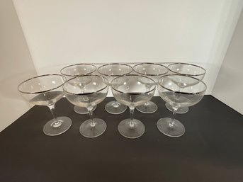 (8) Lenox Silver Rim Champagne Glasses