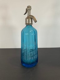 French Blue Glass Seltzer Bottle